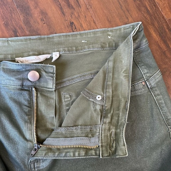 SOFT SURROUNDINGS Denim-Like Skinny Pants #2CR14 Coated Sage Green - Picture 3 of 11